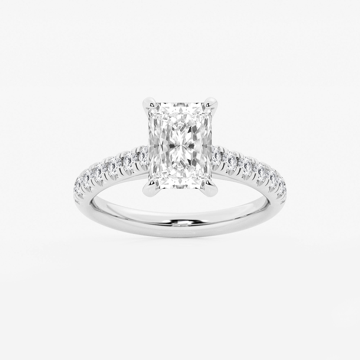 2 2/5 ctw Radiant Lab Grown Diamond French Pave Engagement Ring