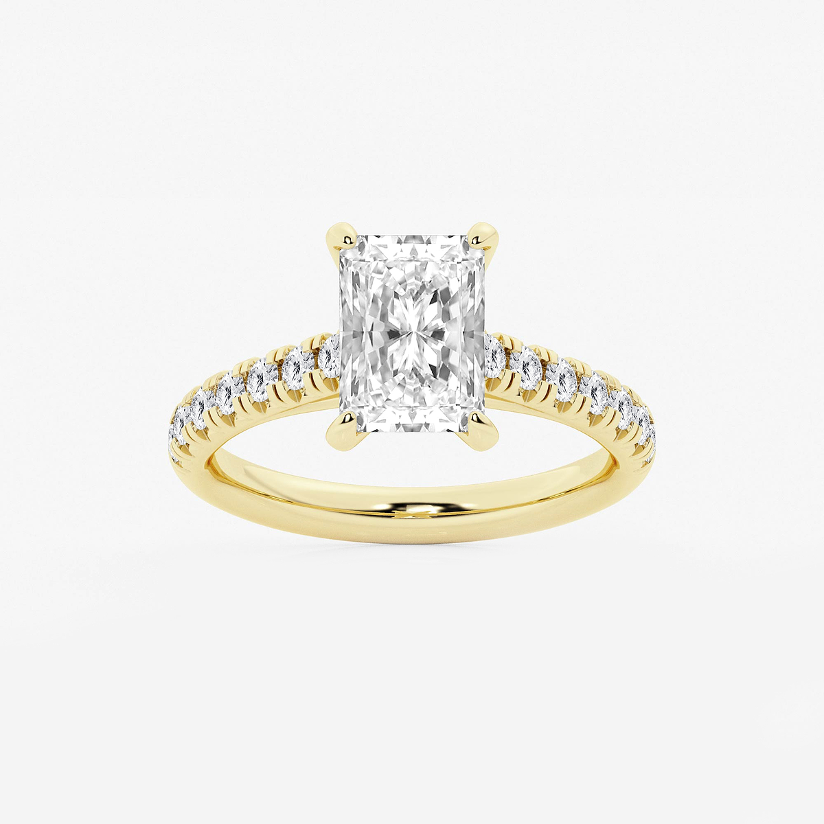 2 2/5 ctw Radiant Lab Grown Diamond French Pave Engagement Ring