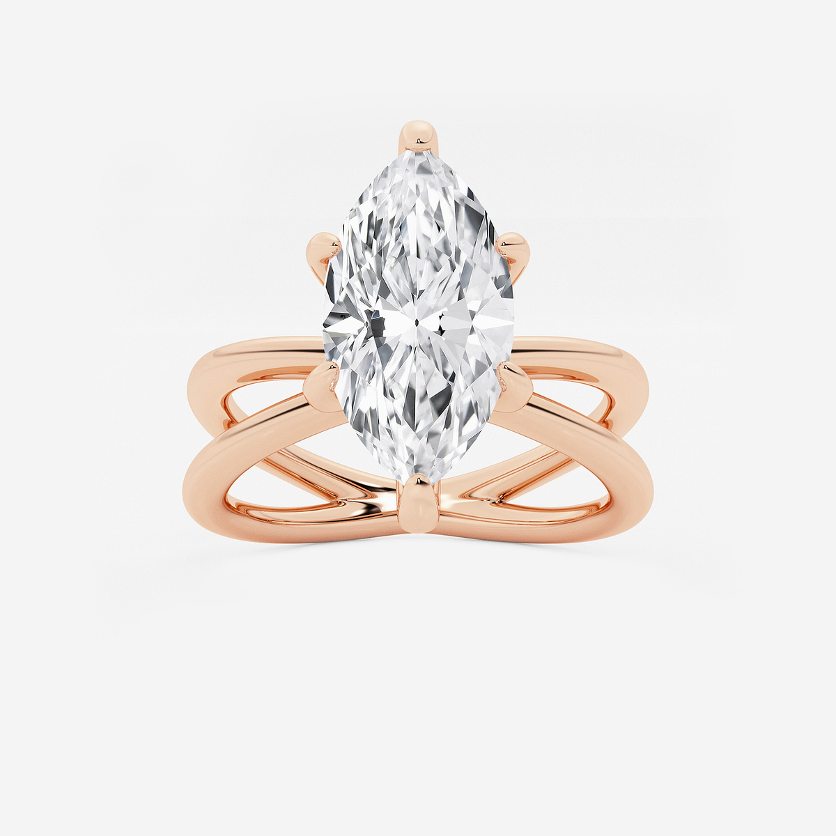 3 ctw Marquise Lab Grown Diamond Crossover Solitaire Engagement Ring