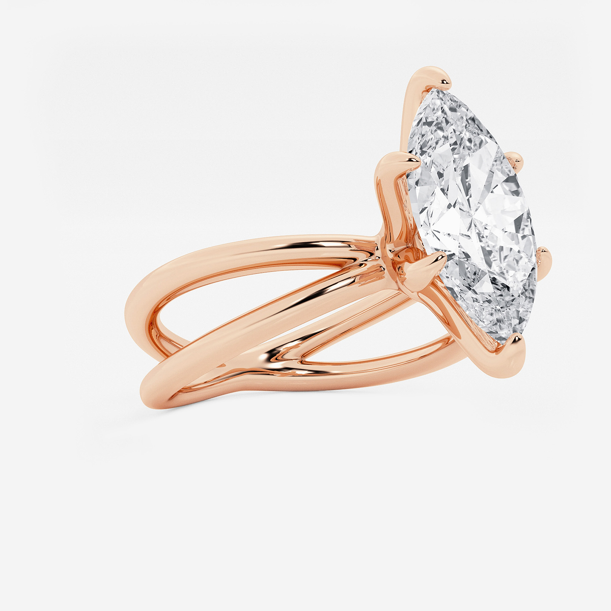 Additional Image 1 for  3 ctw Marquise Lab Grown Diamond Crossover Solitaire Engagement Ring