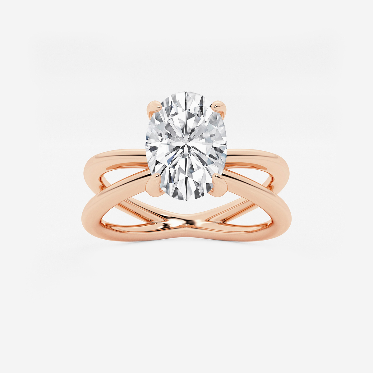 2 ctw Oval Lab Grown Diamond Crossover Solitaire Engagement Ring