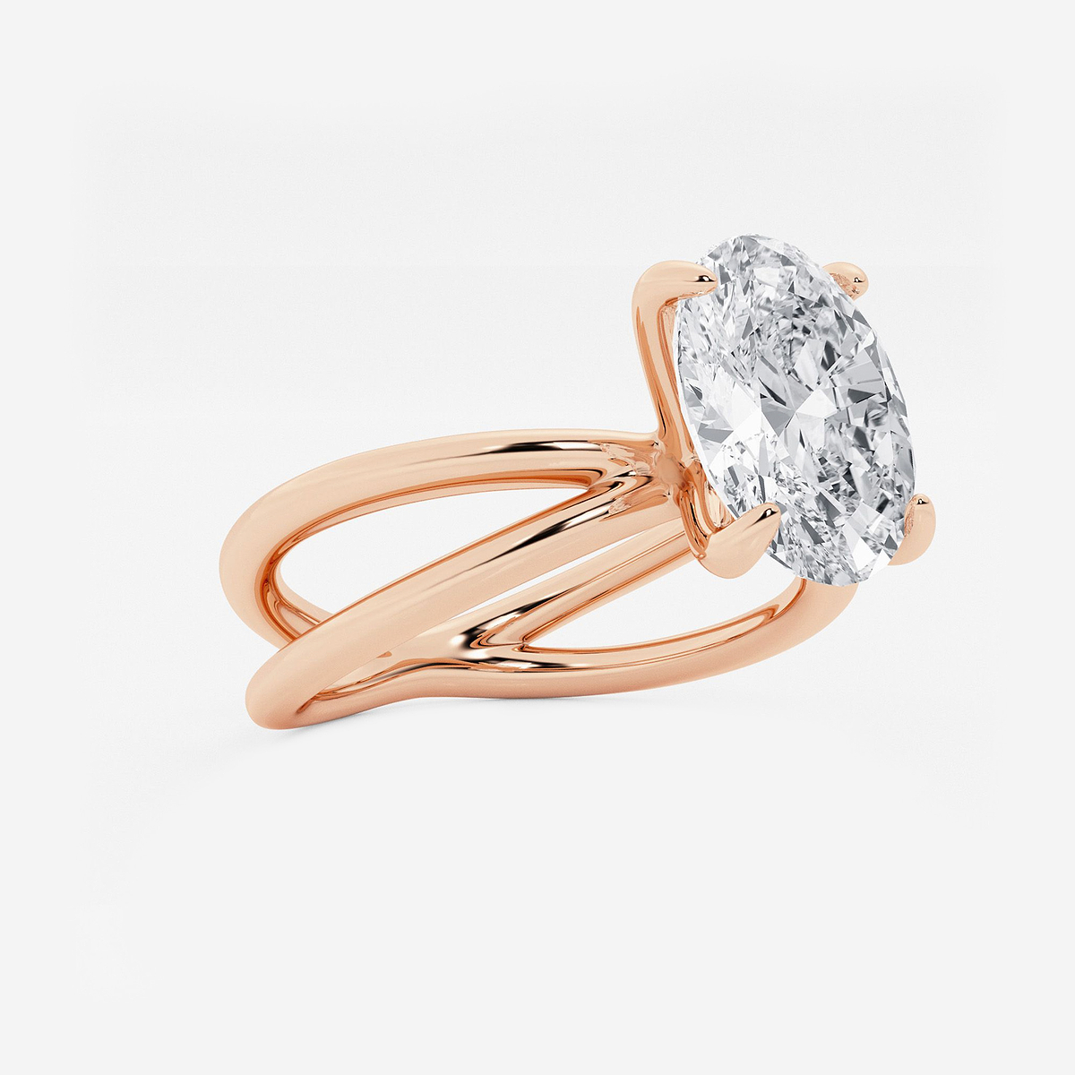 Additional Image 1 for  2 ctw Oval Lab Grown Diamond Crossover Solitaire Engagement Ring