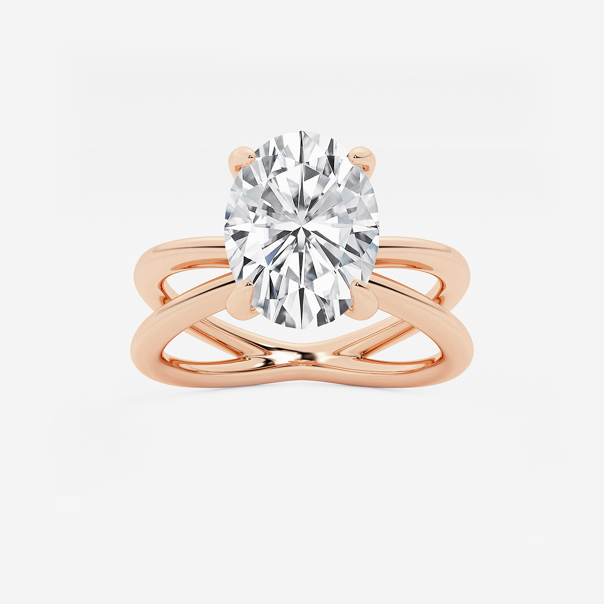3 ctw Oval Lab Grown Diamond Crossover Solitaire Engagement Ring