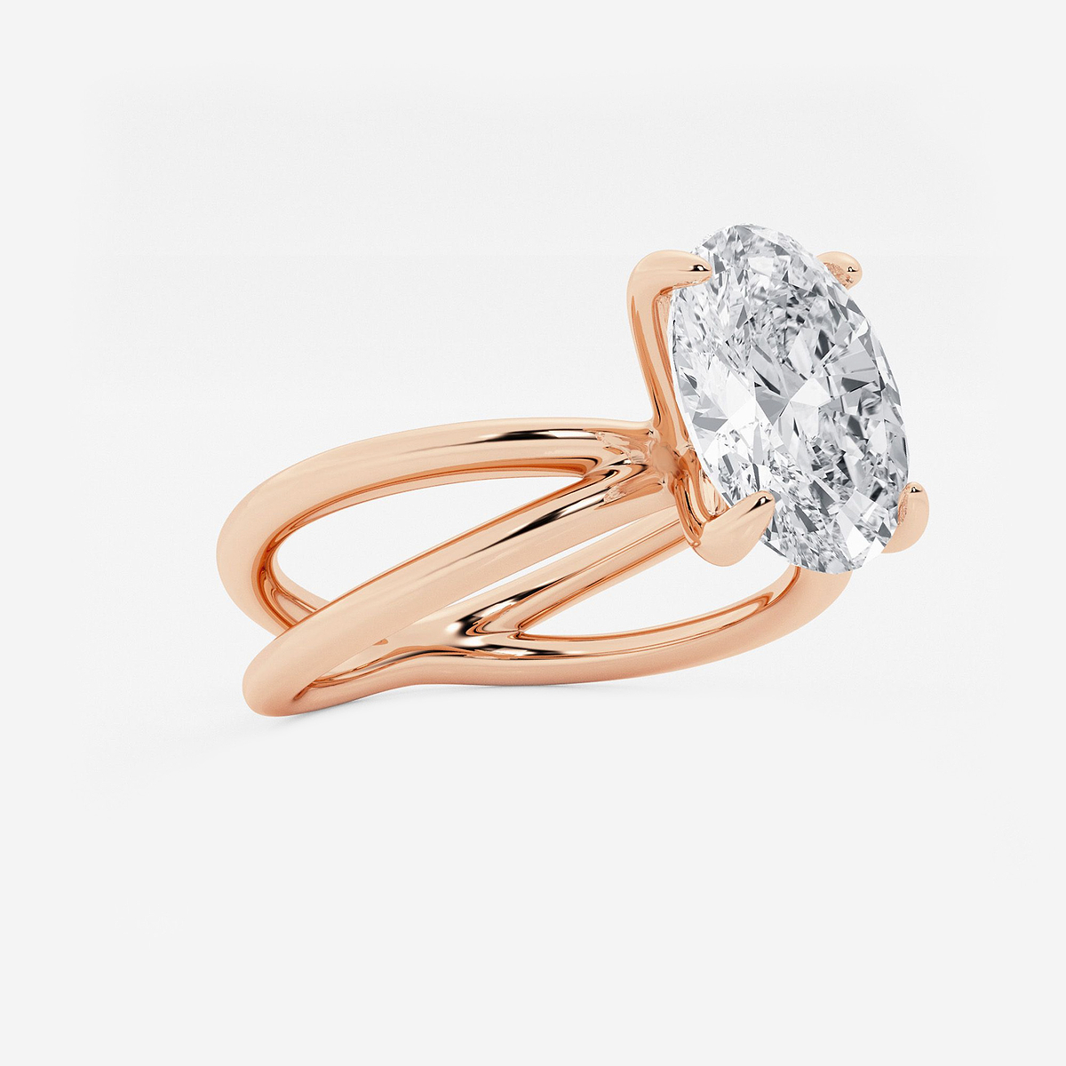 Additional Image 1 for  3 ctw Oval Lab Grown Diamond Crossover Solitaire Engagement Ring