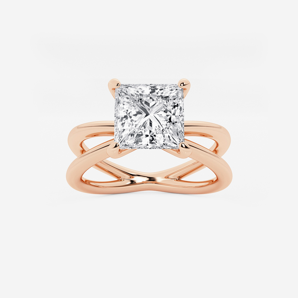 2 ctw Princess Lab Grown Diamond Crossover Solitaire Engagement Ring