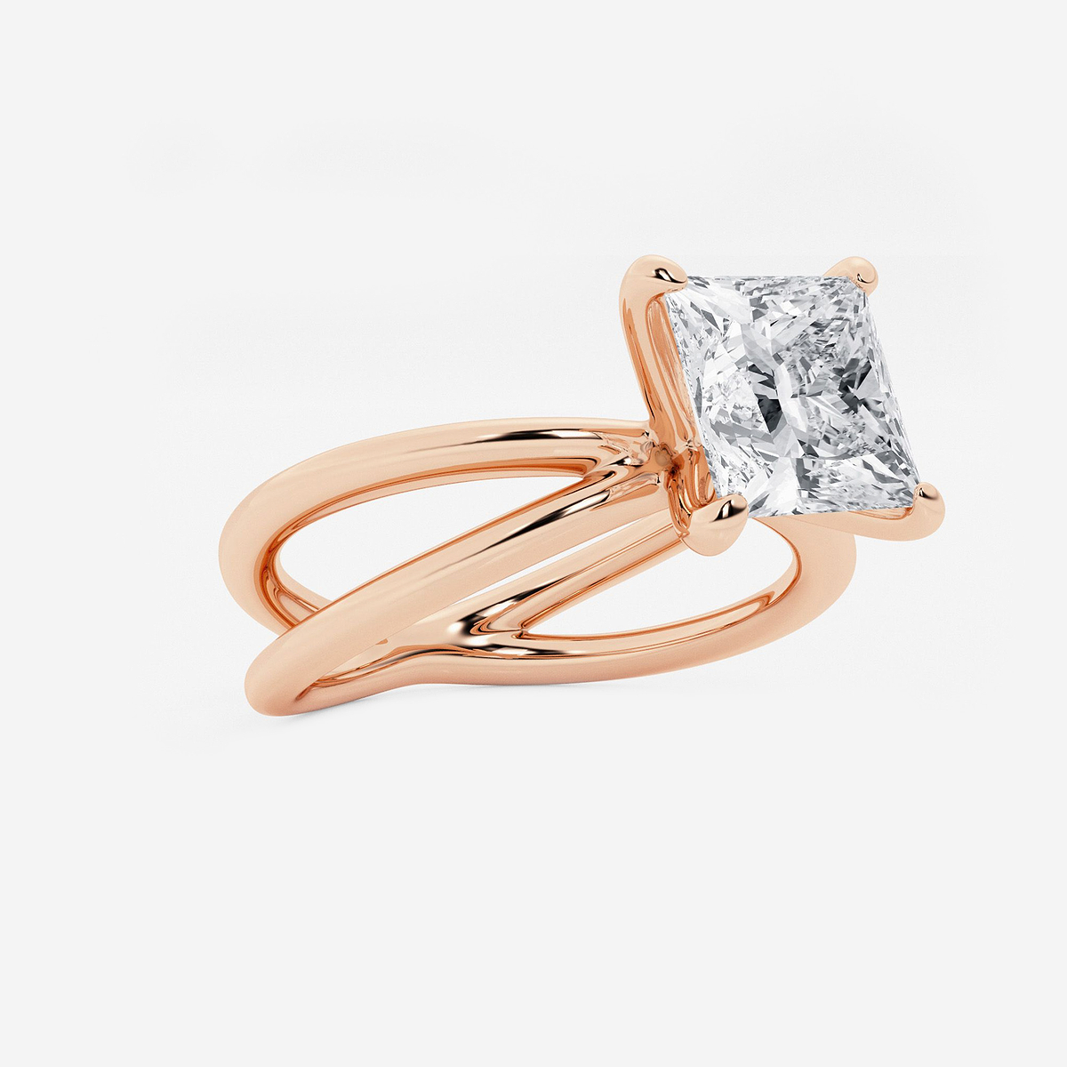 Additional Image 1 for  2 ctw Princess Lab Grown Diamond Crossover Solitaire Engagement Ring