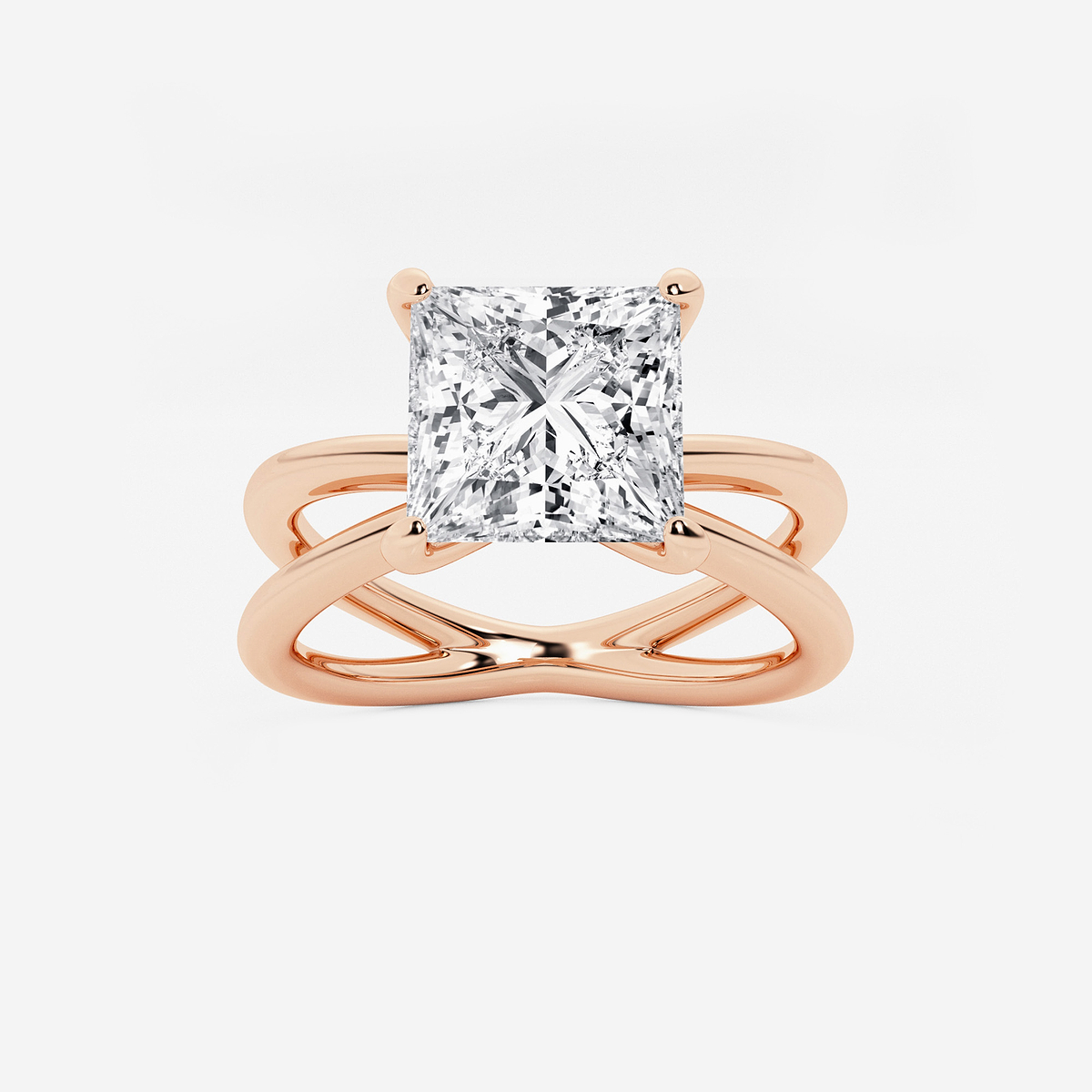 3 ctw Princess Lab Grown Diamond Crossover Solitaire Engagement Ring