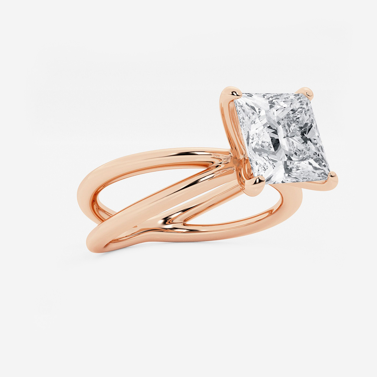 Additional Image 1 for  3 ctw Princess Lab Grown Diamond Crossover Solitaire Engagement Ring