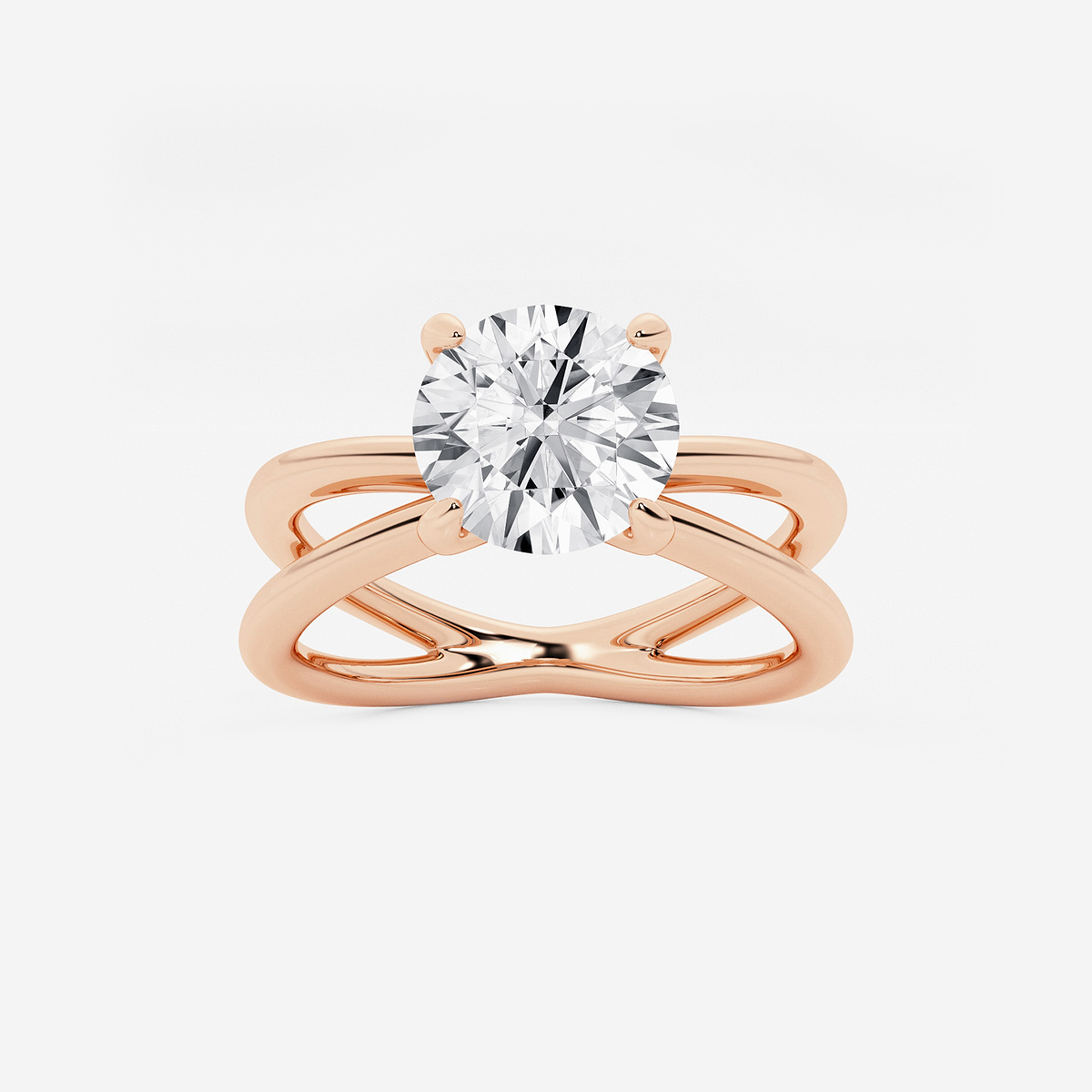 2 ctw Round Lab Grown Diamond Crossover Solitaire Engagement Ring