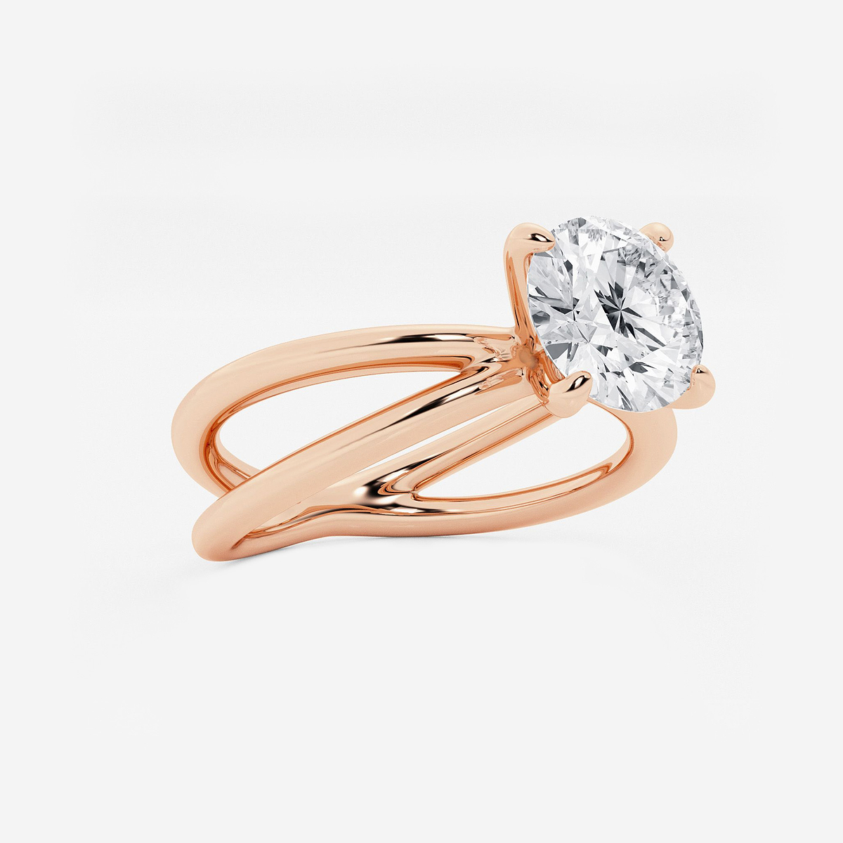 Additional Image 1 for  2 ctw Round Lab Grown Diamond Crossover Solitaire Engagement Ring