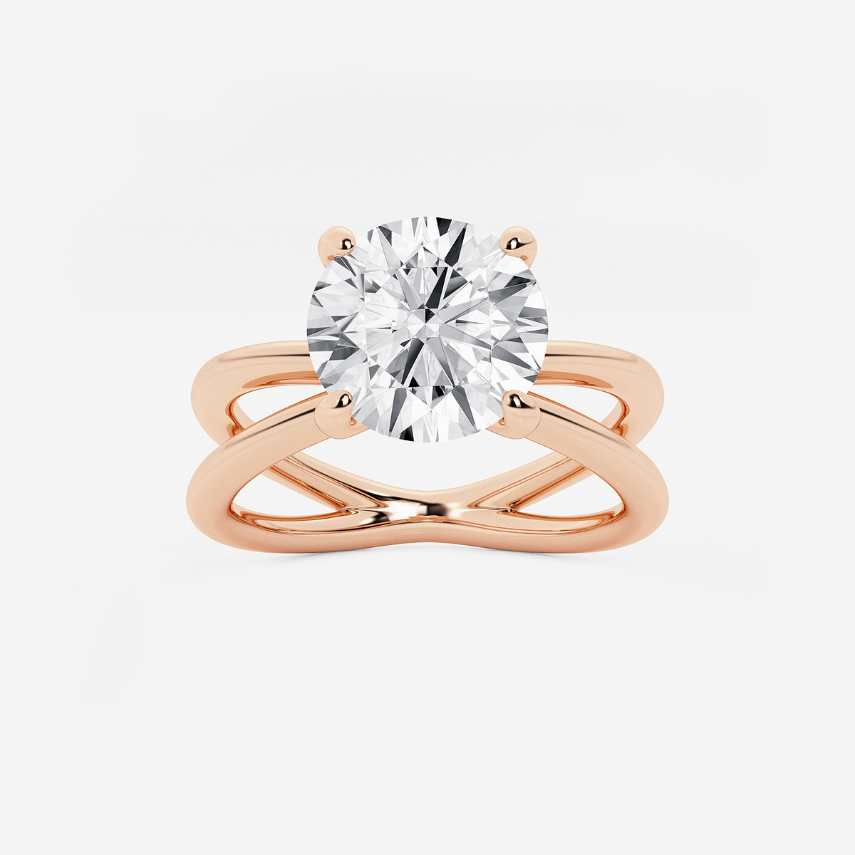 3 ctw Round Lab Grown Diamond Crossover Solitaire Engagement Ring