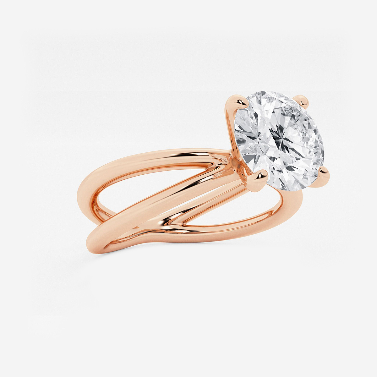 Additional Image 1 for  3 ctw Round Lab Grown Diamond Crossover Solitaire Engagement Ring