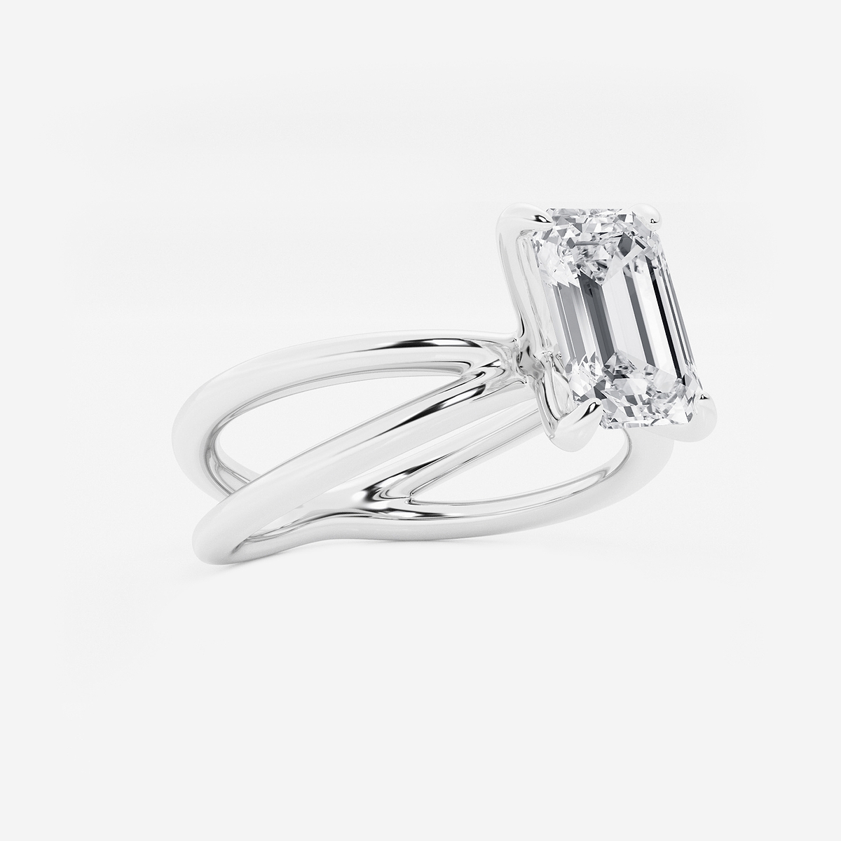 Additional Image 1 for  2 ctw Emerald Lab Grown Diamond Crossover Solitaire Engagement Ring