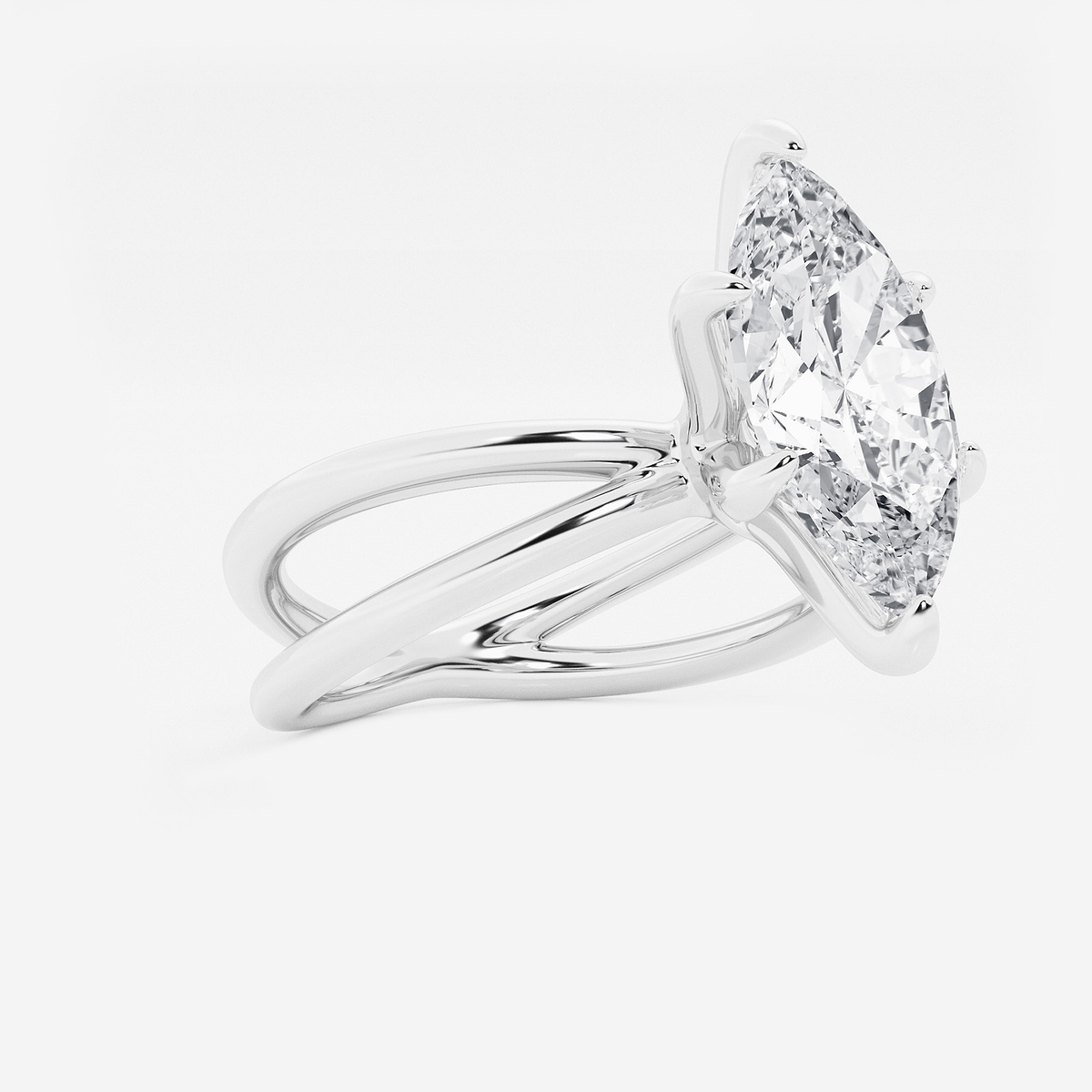 Additional Image 1 for  3 ctw Marquise Lab Grown Diamond Crossover Solitaire Engagement Ring