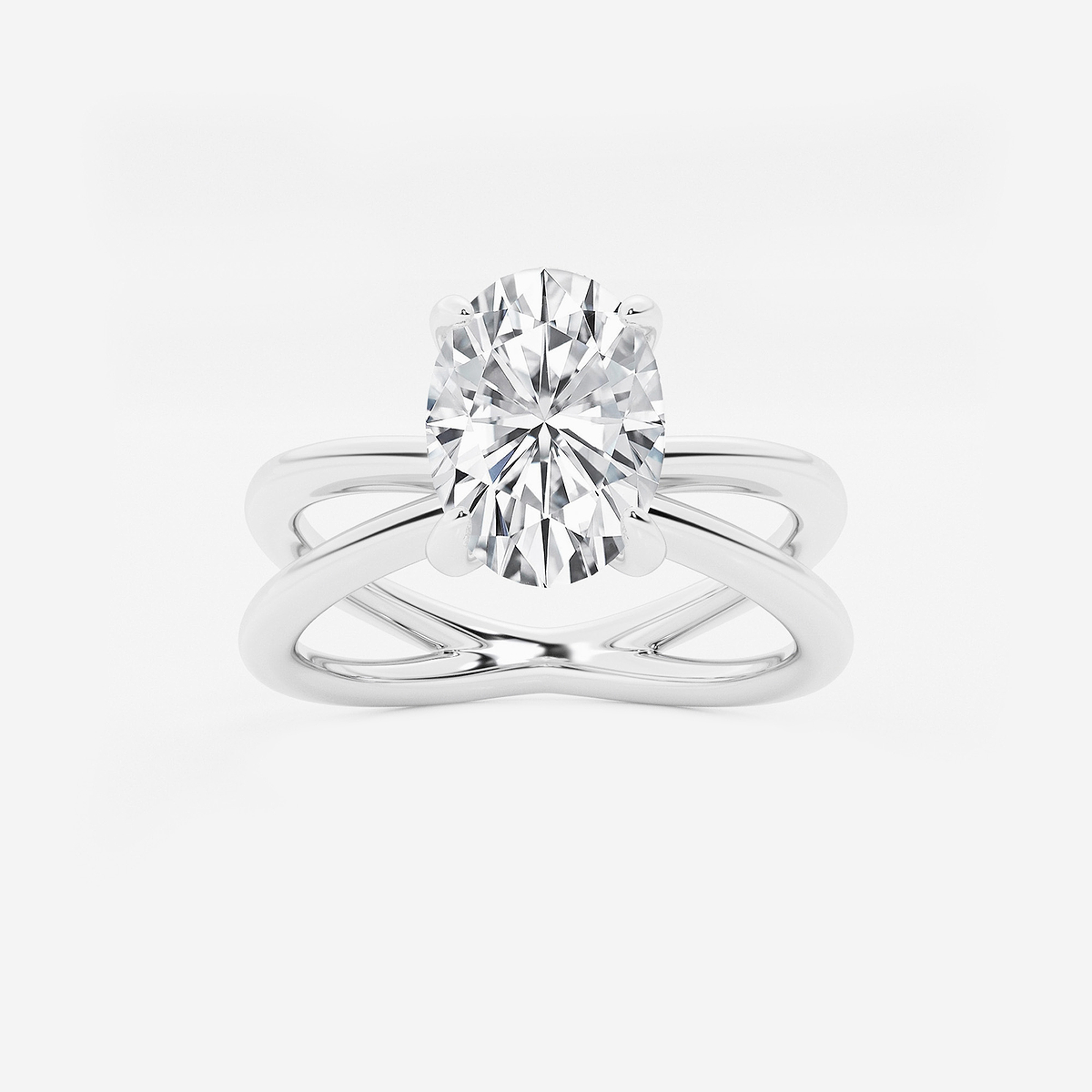 2 ctw Oval Lab Grown Diamond Crossover Solitaire Engagement Ring