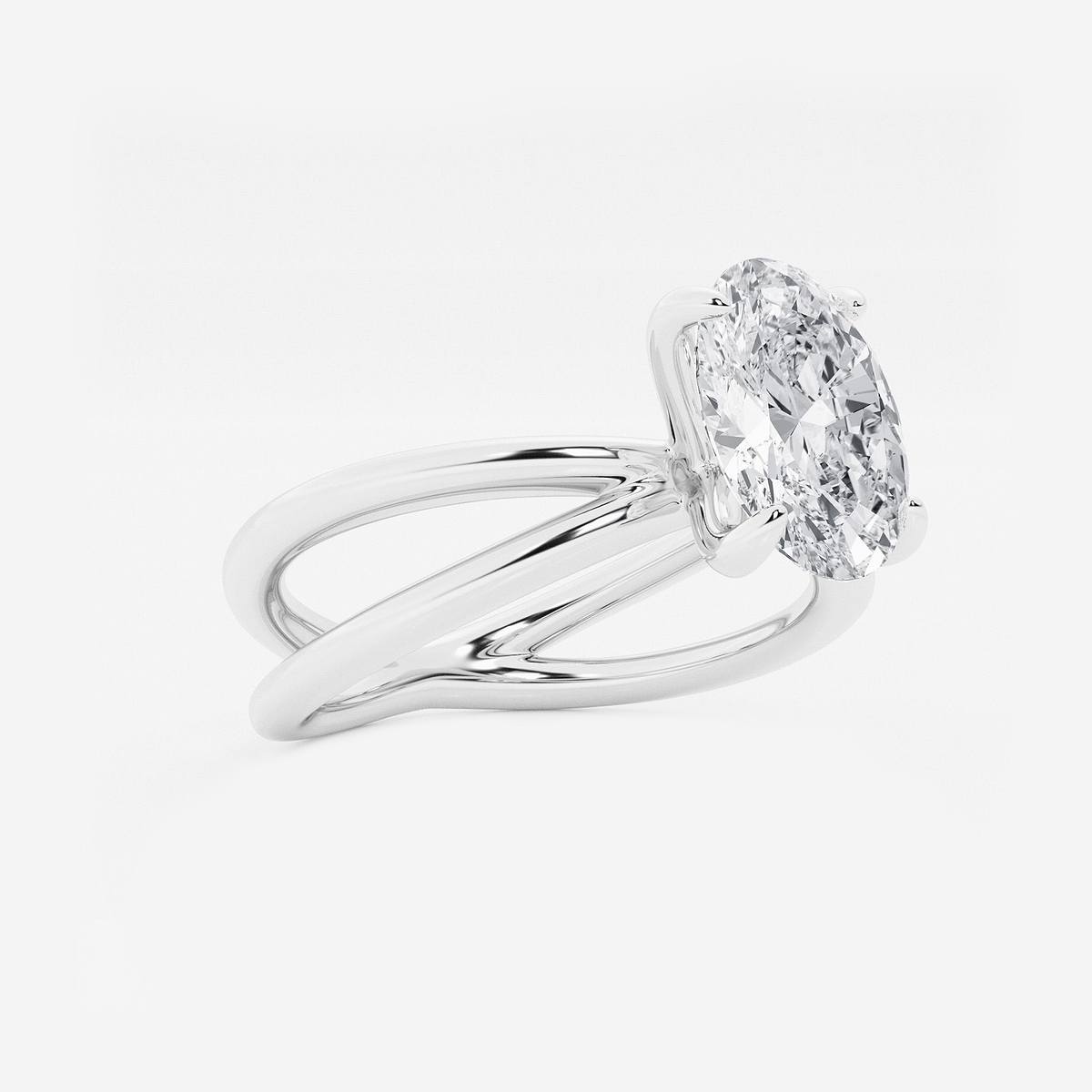 Additional Image 1 for  2 ctw Oval Lab Grown Diamond Crossover Solitaire Engagement Ring