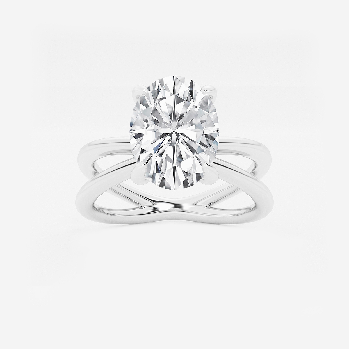3 ctw Oval Lab Grown Diamond Crossover Solitaire Engagement Ring