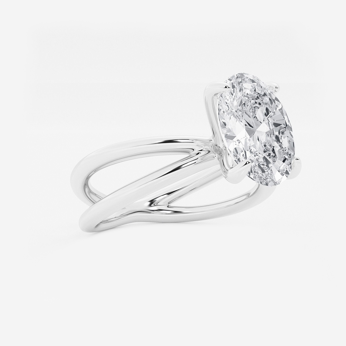 Additional Image 1 for  3 ctw Oval Lab Grown Diamond Crossover Solitaire Engagement Ring
