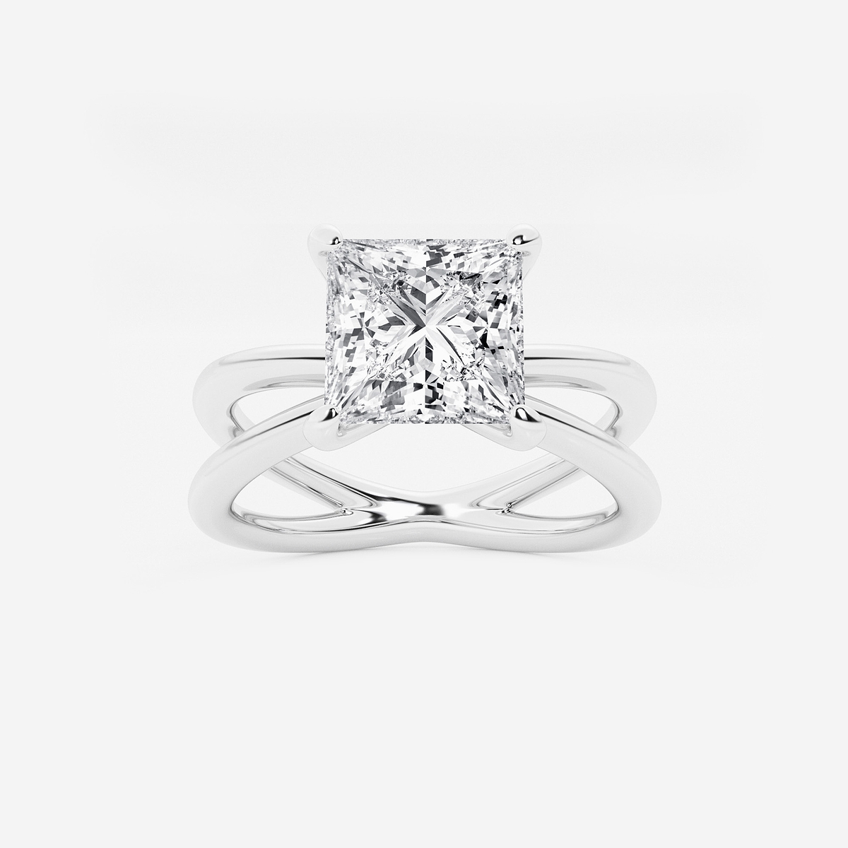 2 ctw Princess Lab Grown Diamond Crossover Solitaire Engagement Ring