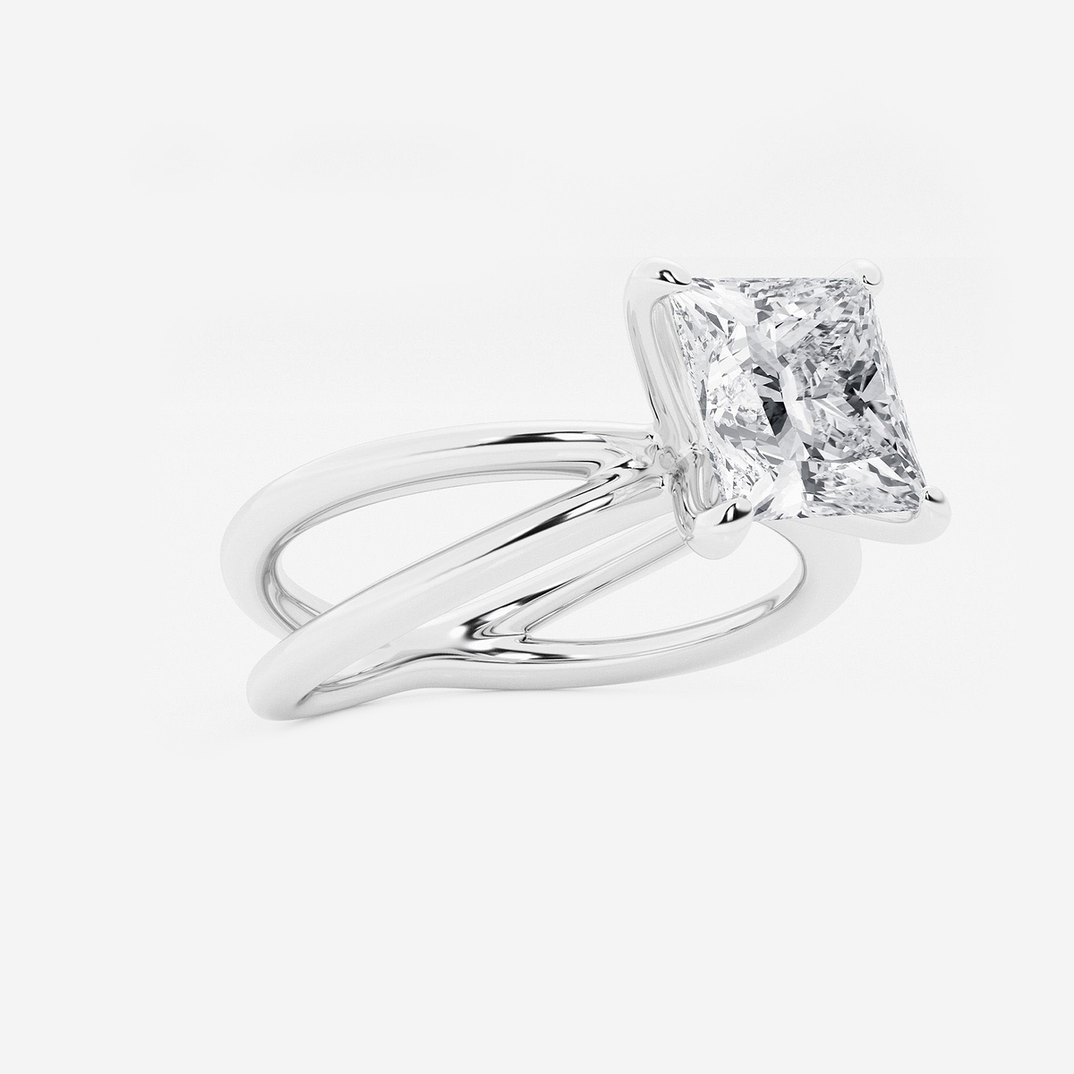 Additional Image 1 for  2 ctw Princess Lab Grown Diamond Crossover Solitaire Engagement Ring