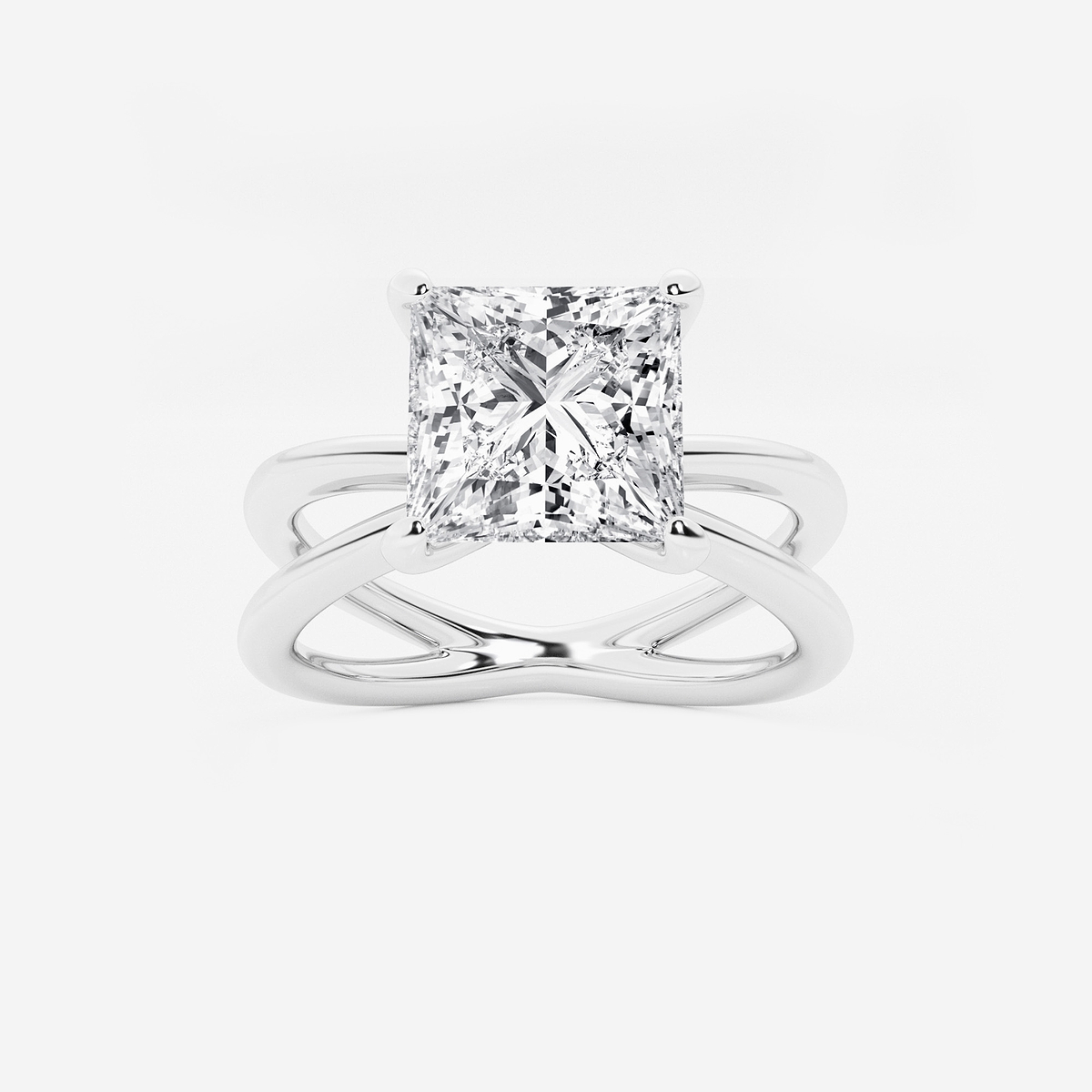 3 ctw Princess Lab Grown Diamond Crossover Solitaire Engagement Ring