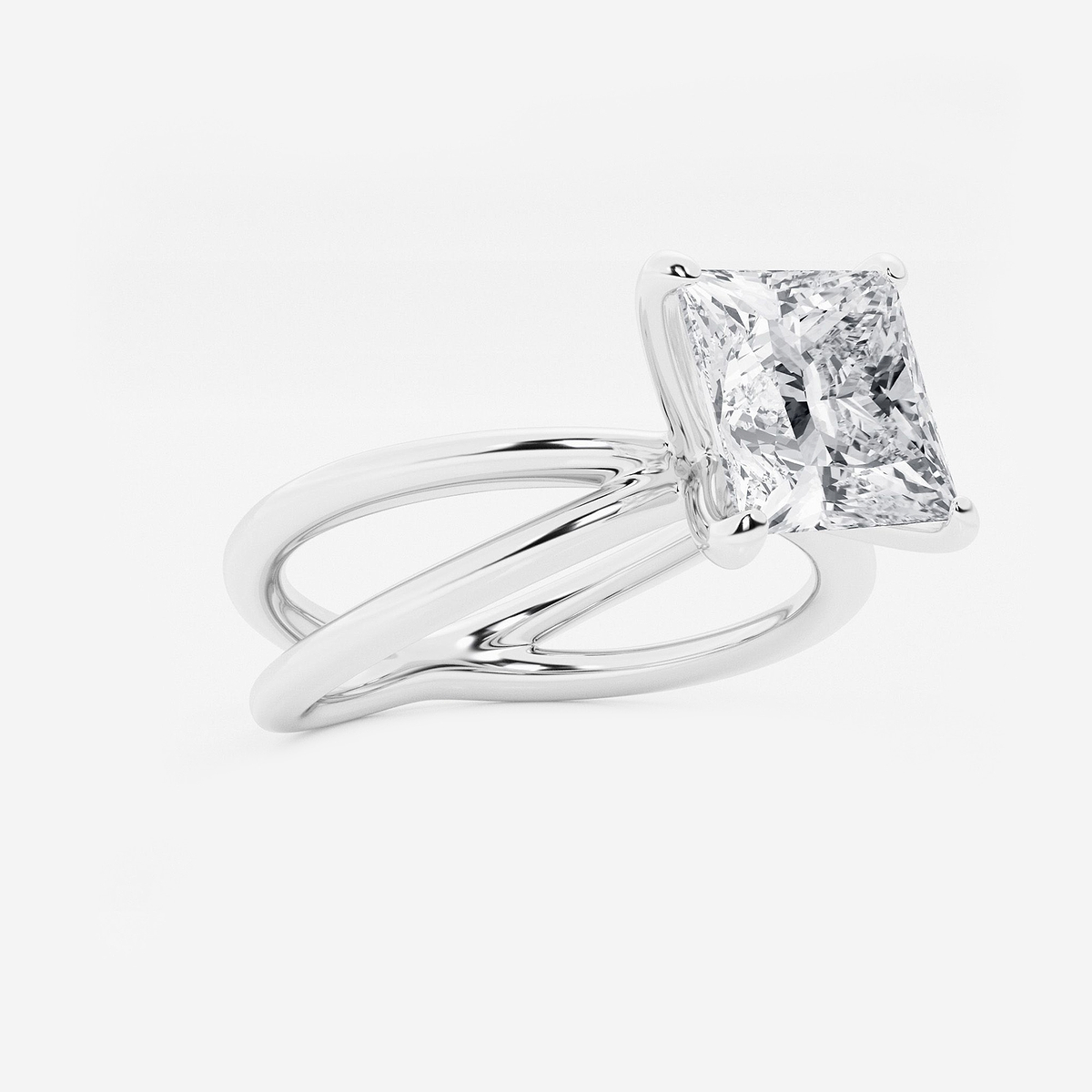 Additional Image 1 for  3 ctw Princess Lab Grown Diamond Crossover Solitaire Engagement Ring