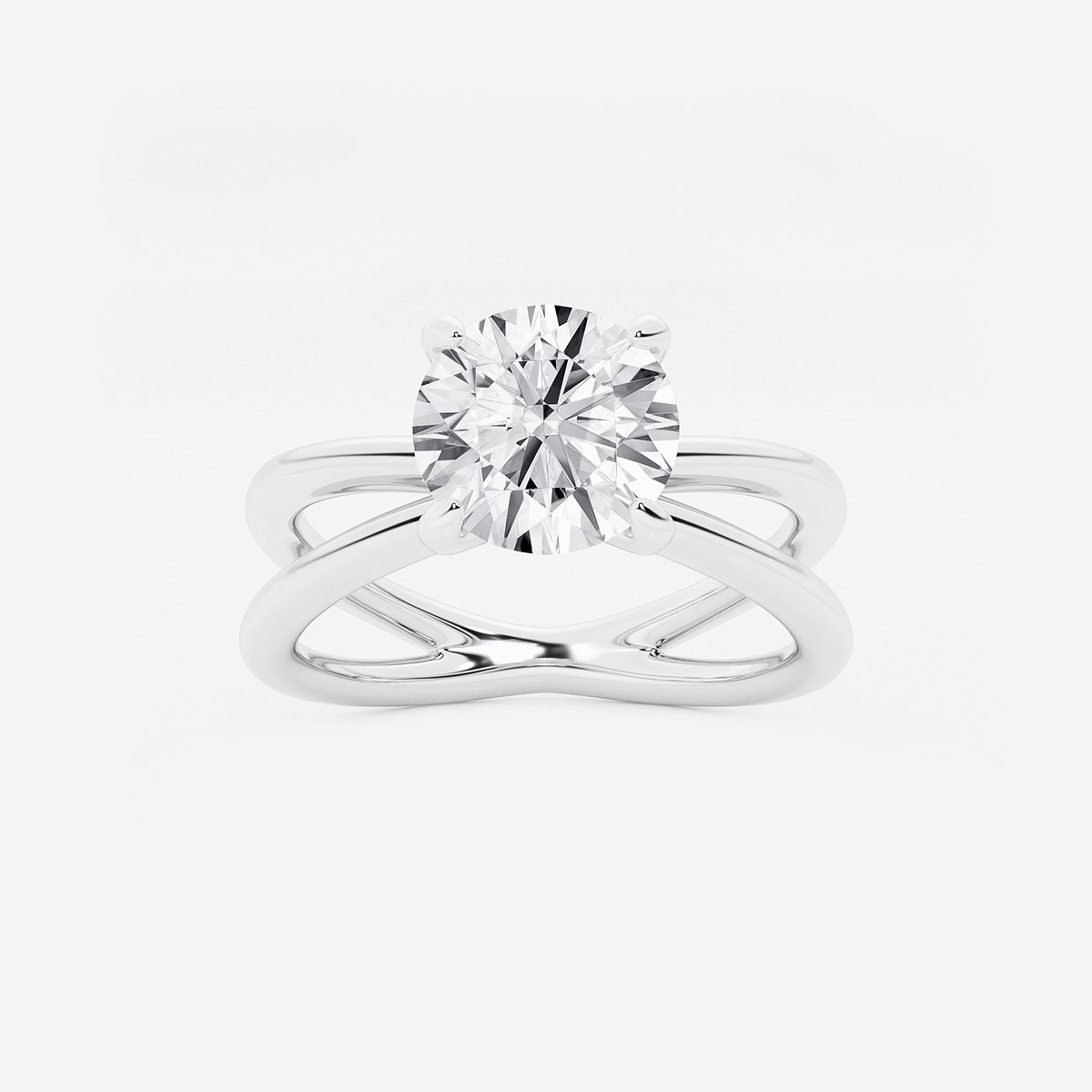 2 ctw Round Lab Grown Diamond Crossover Solitaire Engagement Ring