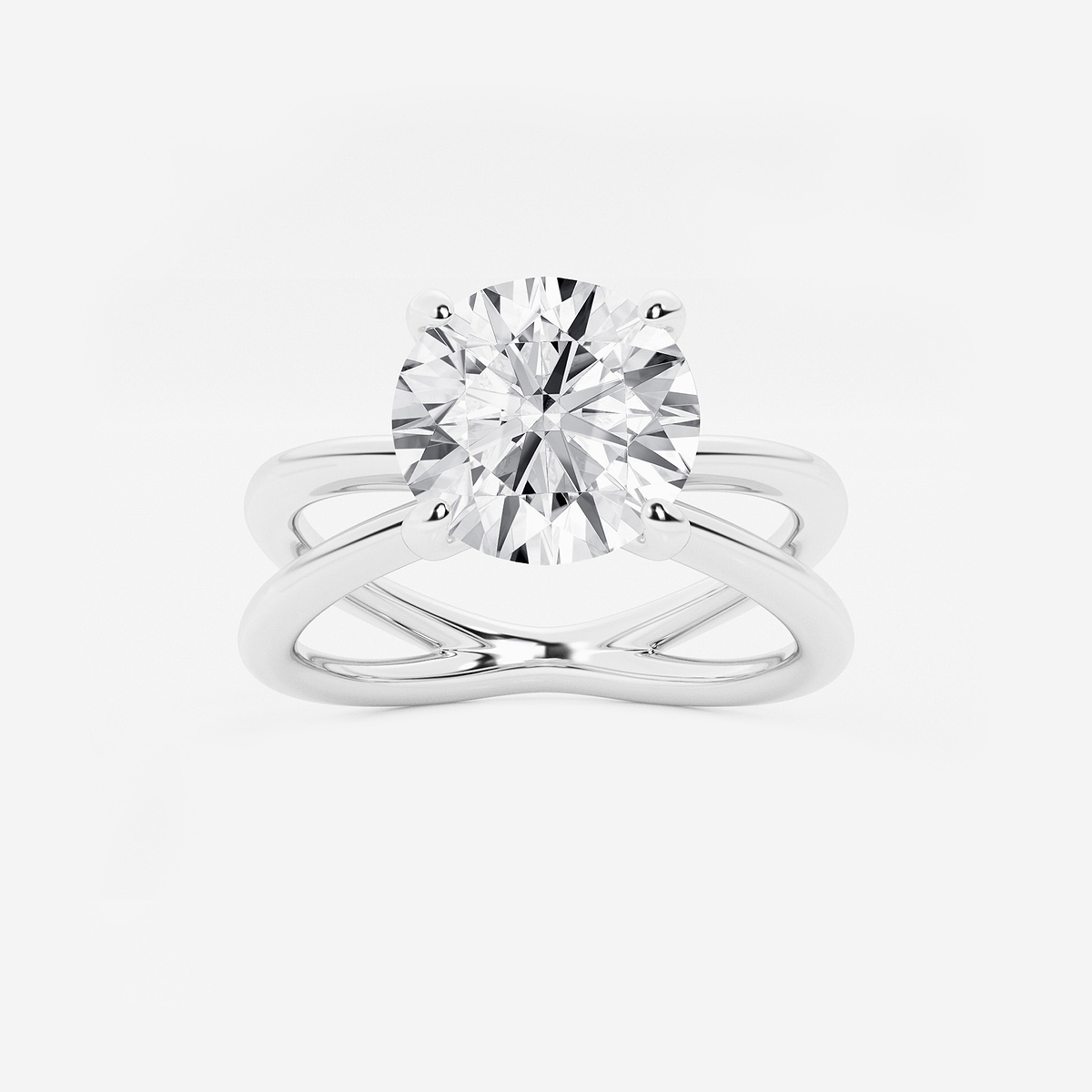 3 ctw Round Lab Grown Diamond Crossover Solitaire Engagement Ring