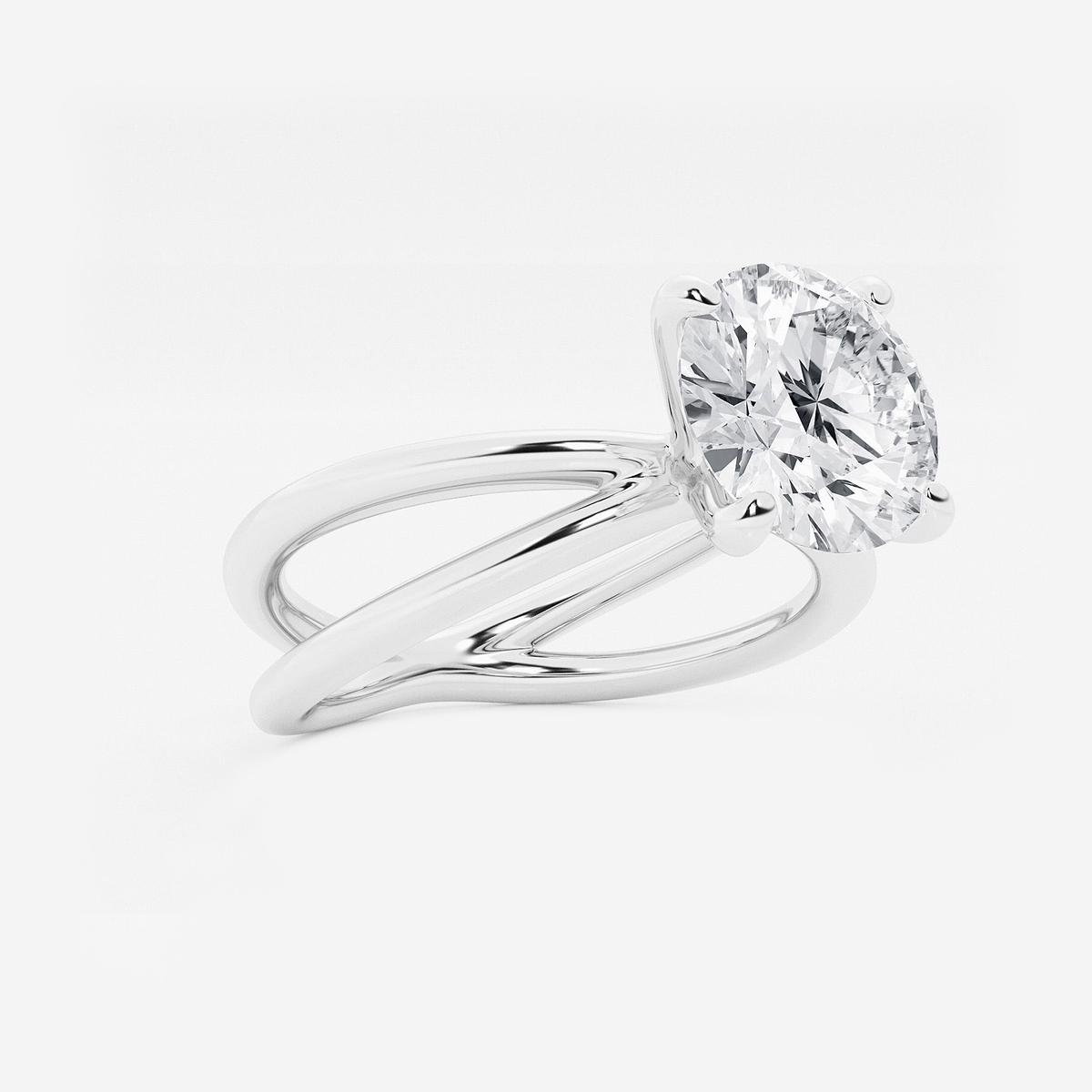 Additional Image 1 for  3 ctw Round Lab Grown Diamond Crossover Solitaire Engagement Ring
