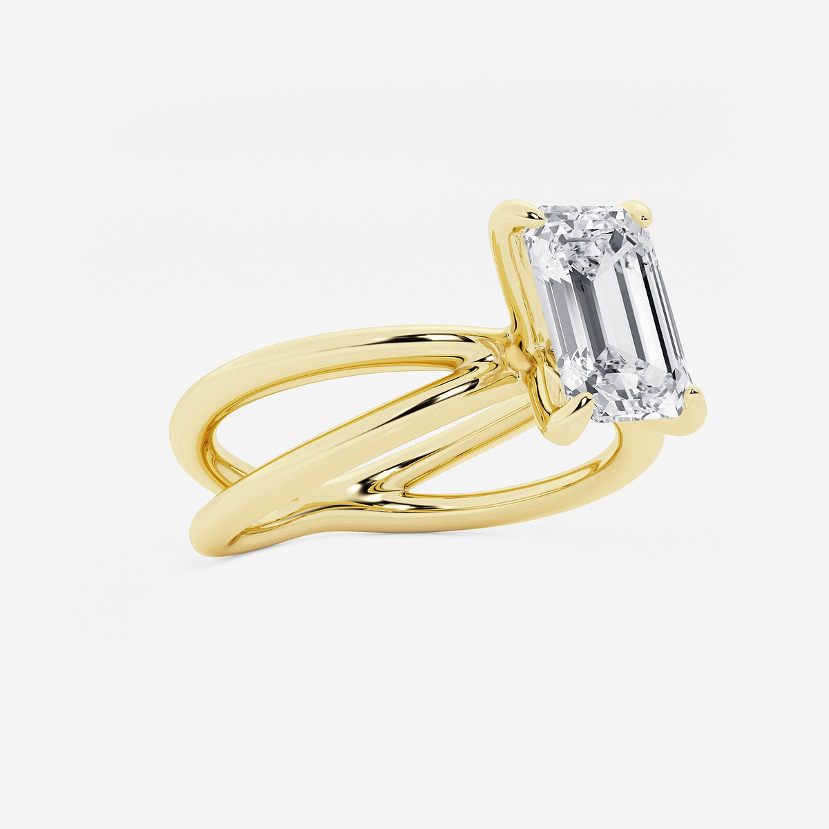 Additional Image 1 for  2 ctw Emerald Lab Grown Diamond Crossover Solitaire Engagement Ring