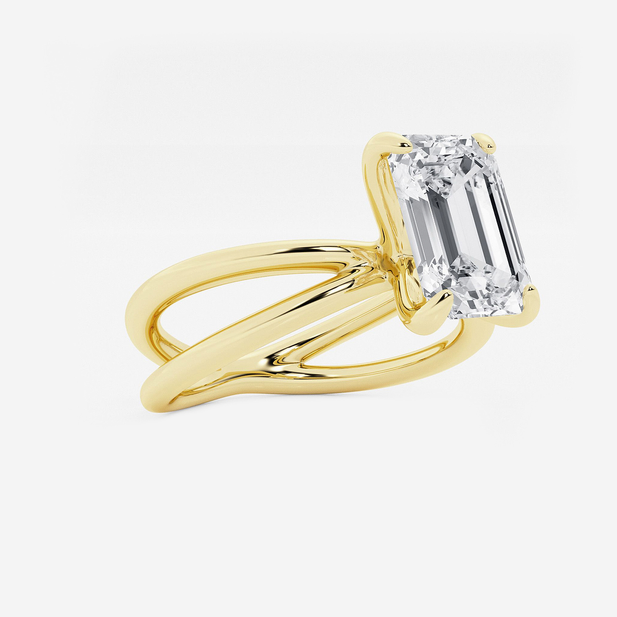 Additional Image 1 for  3 ctw Emerald Lab Grown Diamond Crossover Solitaire Engagement Ring