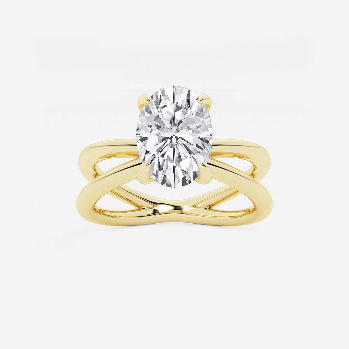2 ctw Oval Lab Grown Diamond Crossover Solitaire Engagement Ring