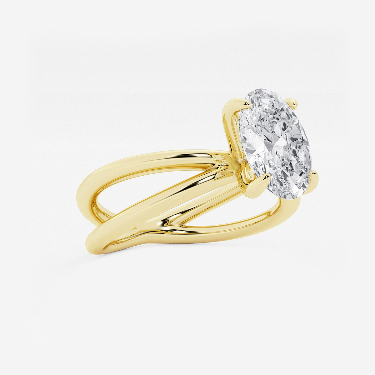 Additional Image 1 for  2 ctw Oval Lab Grown Diamond Crossover Solitaire Engagement Ring