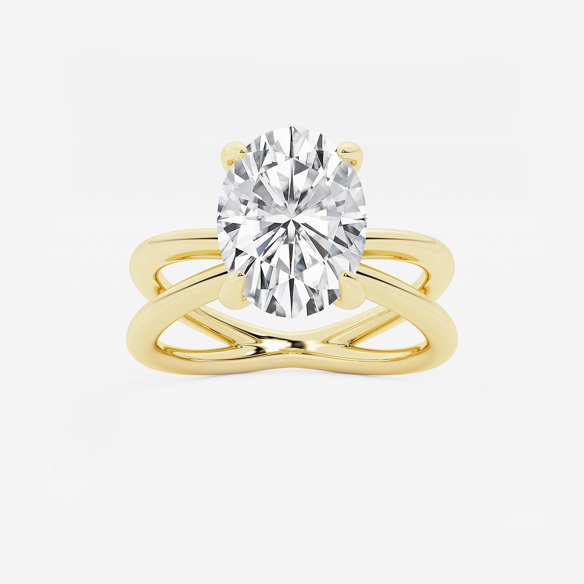 3 ctw Oval Lab Grown Diamond Crossover Solitaire Engagement Ring
