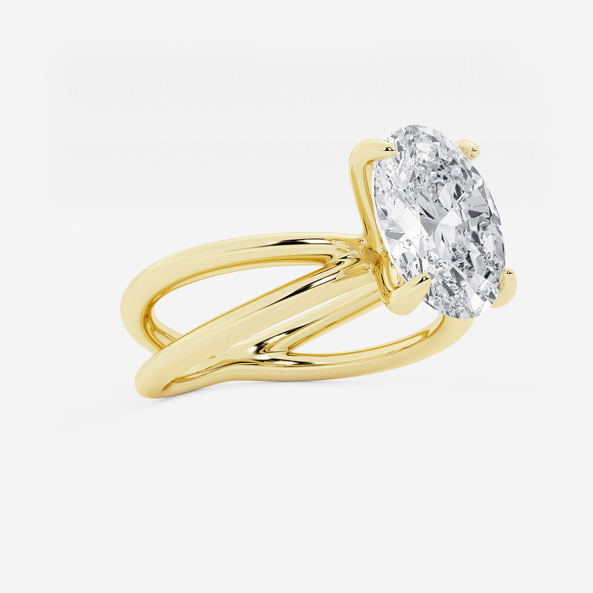Additional Image 1 for  3 ctw Oval Lab Grown Diamond Crossover Solitaire Engagement Ring