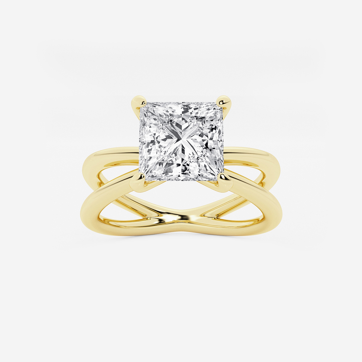 2 ctw Princess Lab Grown Diamond Crossover Solitaire Engagement Ring