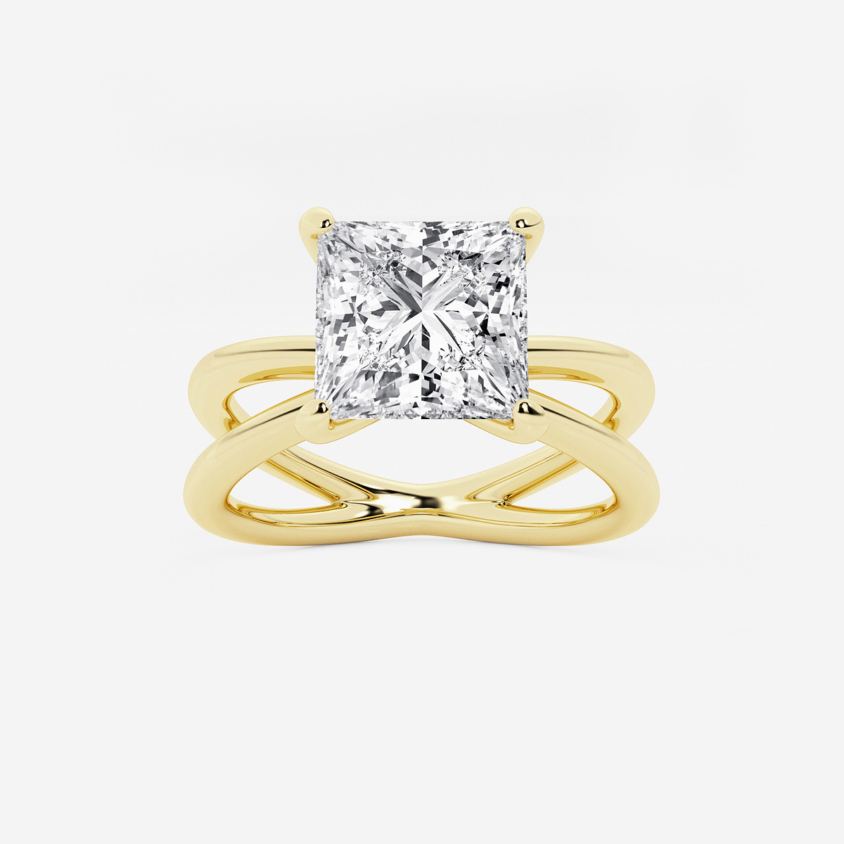3 ctw Princess Lab Grown Diamond Crossover Solitaire Engagement Ring