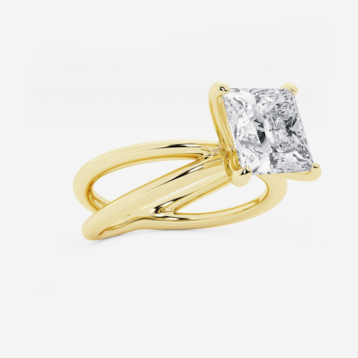 Additional Image 1 for  3 ctw Princess Lab Grown Diamond Crossover Solitaire Engagement Ring