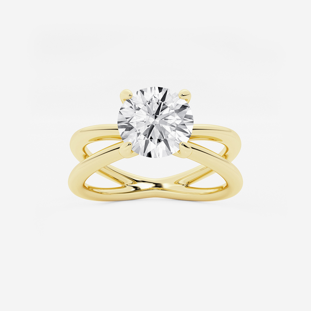 2 ctw Round Lab Grown Diamond Crossover Solitaire Engagement Ring