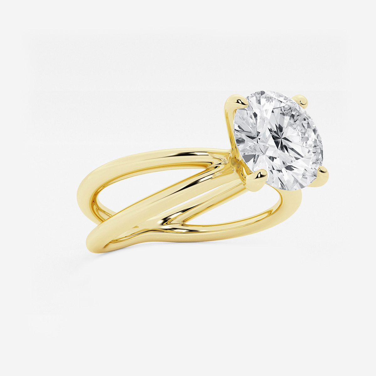 Additional Image 1 for  3 ctw Round Lab Grown Diamond Crossover Solitaire Engagement Ring