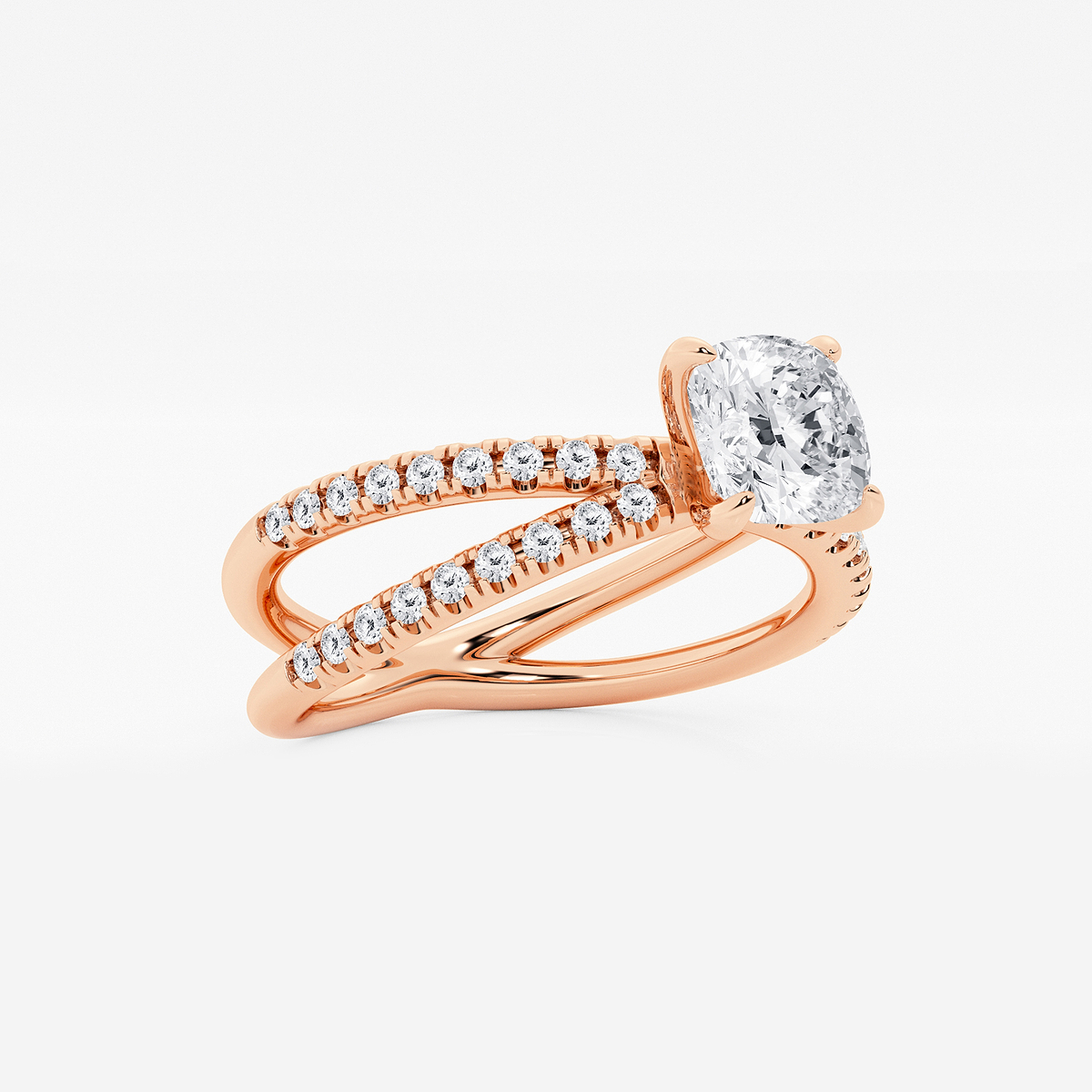 Additional Image 1 for  1 1/3 ctw Cushion Lab Grown Diamond Crossover Micro Pave Engagement Ring