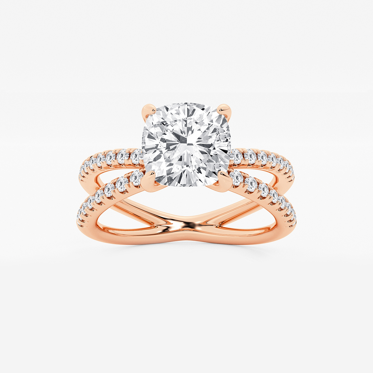 2 1/3 ctw Cushion Lab Grown Diamond Crossover Micro Pave Engagement Ring