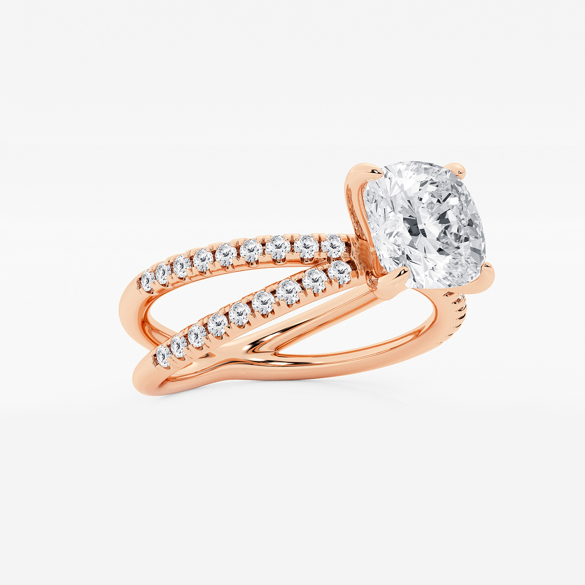 Additional Image 1 for  2 1/3 ctw Cushion Lab Grown Diamond Crossover Micro Pave Engagement Ring