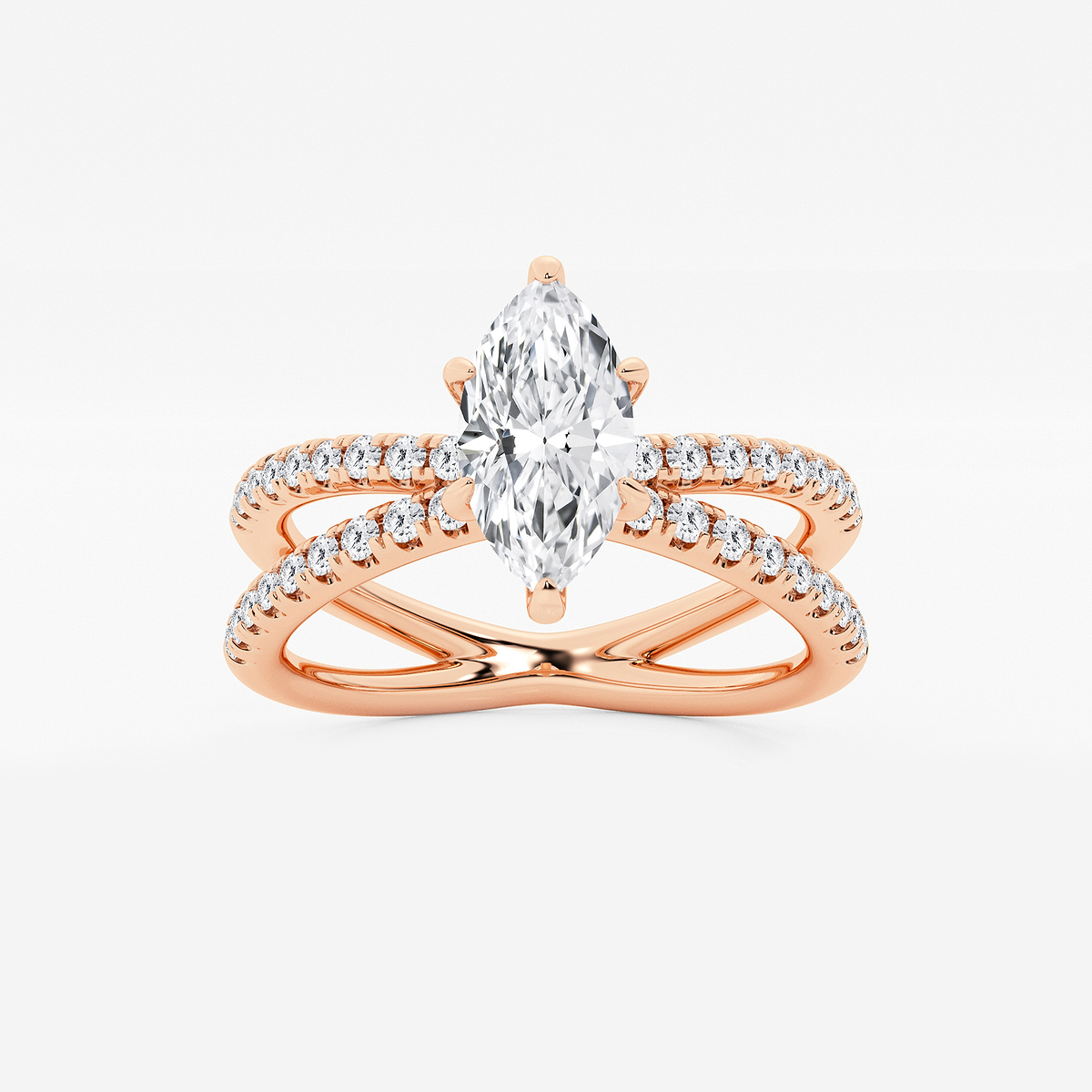 1 1/3 ctw Marquise Lab Grown Diamond Crossover Micro Pave Engagement Ring