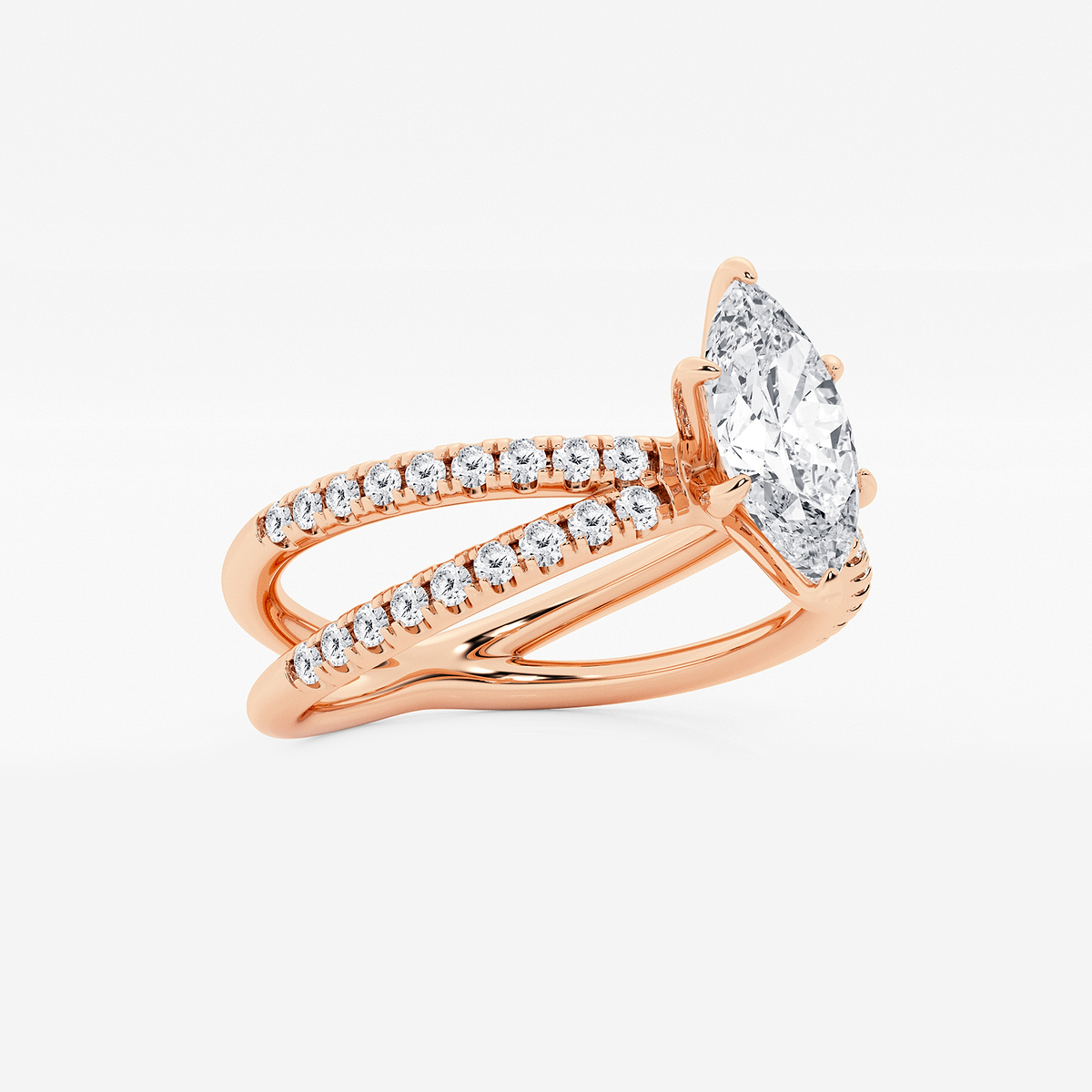 Additional Image 1 for  1 1/3 ctw Marquise Lab Grown Diamond Crossover Micro Pave Engagement Ring
