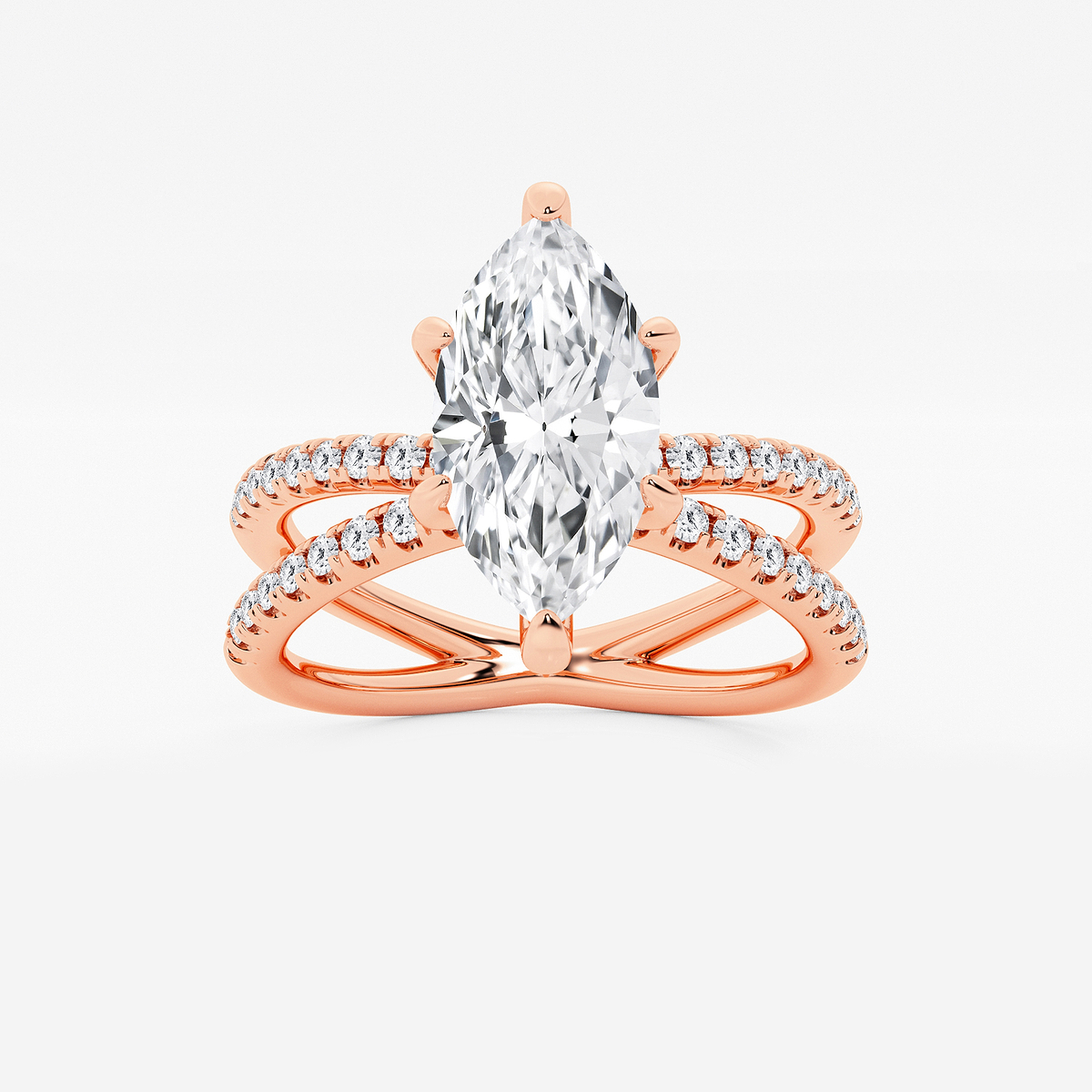 2 1/3 ctw Marquise Lab Grown Diamond Crossover Micro Pave Engagement Ring