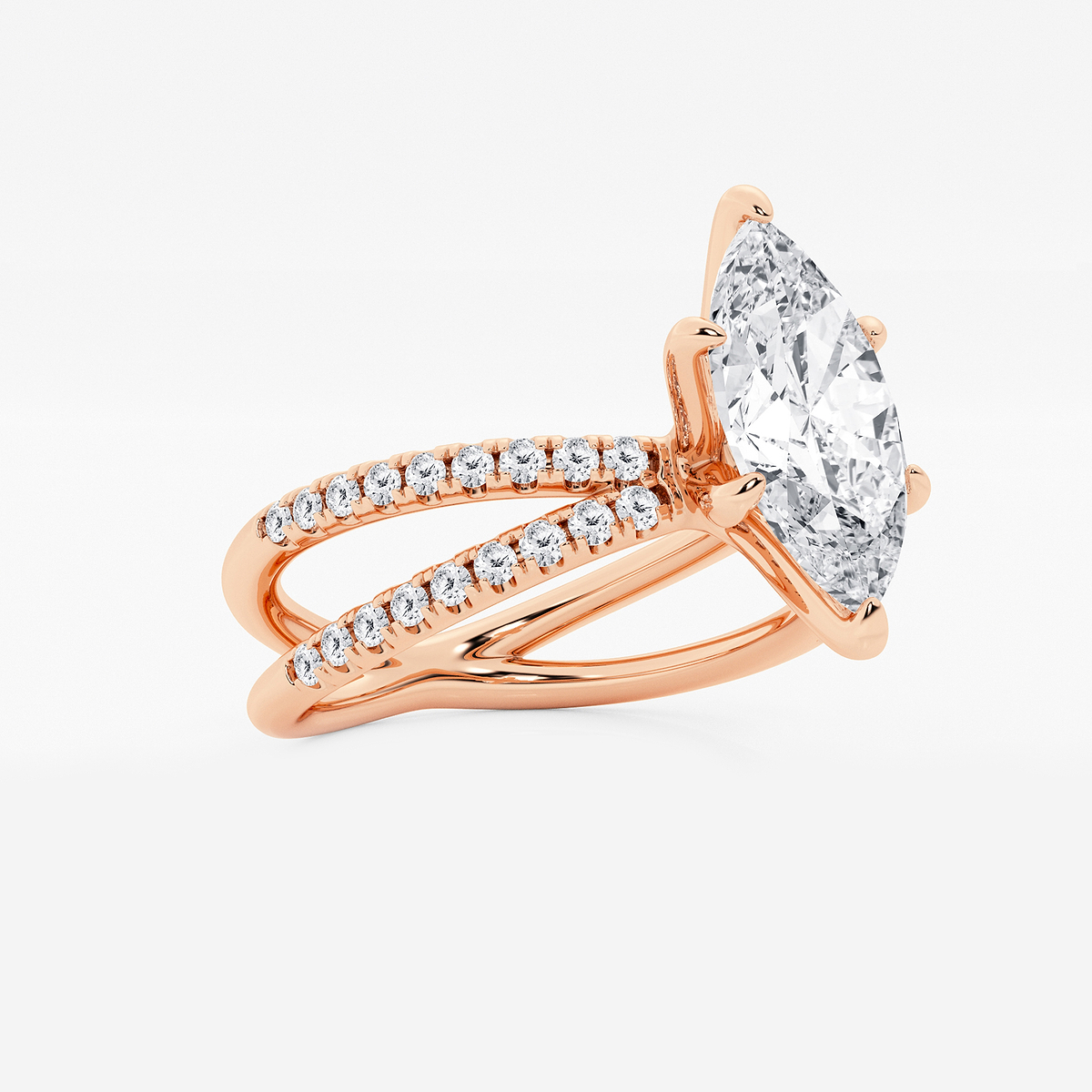 Additional Image 1 for  2 1/3 ctw Marquise Lab Grown Diamond Crossover Micro Pave Engagement Ring