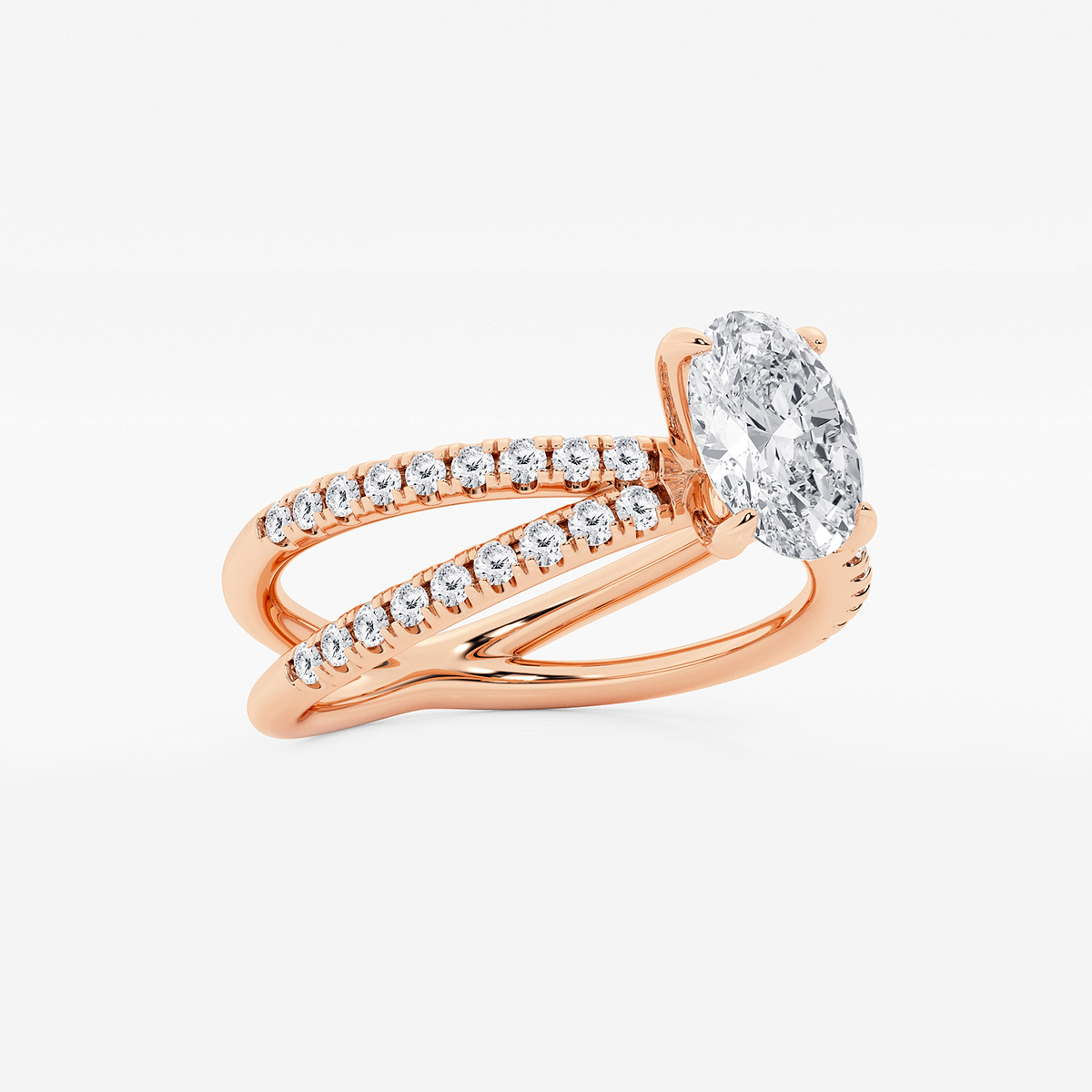 Additional Image 1 for  1 1/3 ctw Oval Lab Grown Diamond Crossover Micro Pave Engagement Ring