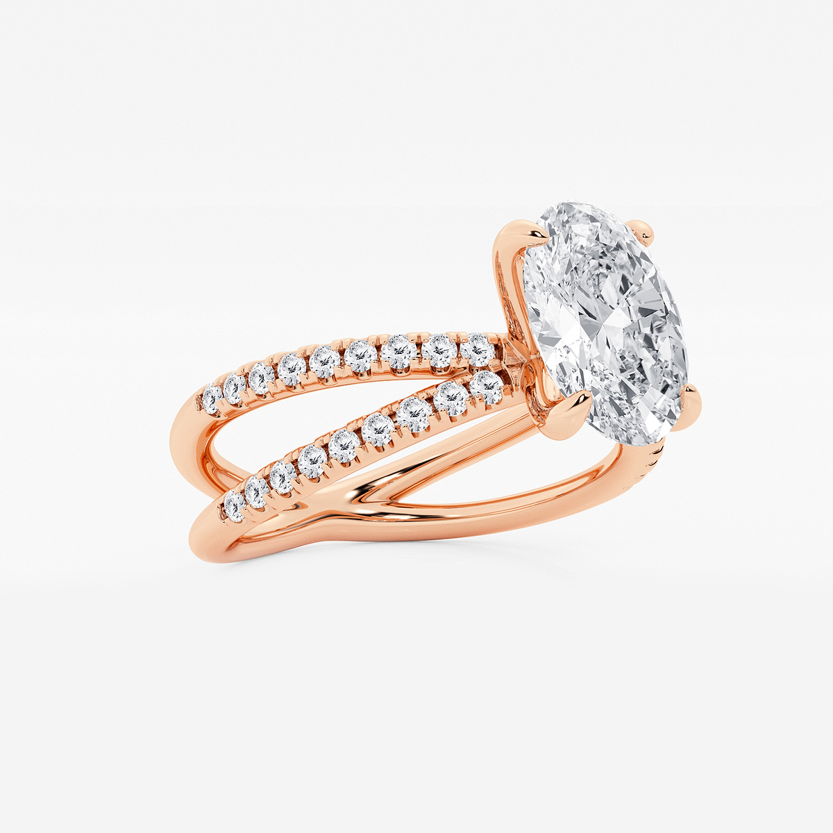 Additional Image 1 for  2 1/3 ctw Oval Lab Grown Diamond Crossover Micro Pave Engagement Ring