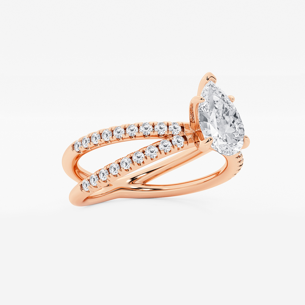 Additional Image 1 for  1 1/3 ctw Pear Lab Grown Diamond Crossover Micro Pave Engagement Ring